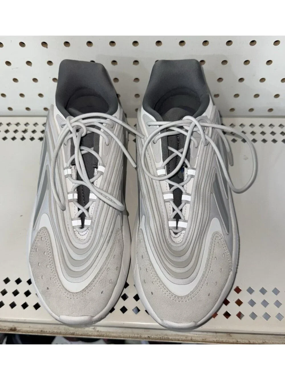 Adidas Ozelia Crystal White Silver Mens Suede Athletic Shoes Sneakers Size 7.5